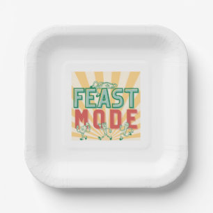 "Feast Mode" Paper Plates in Yellow