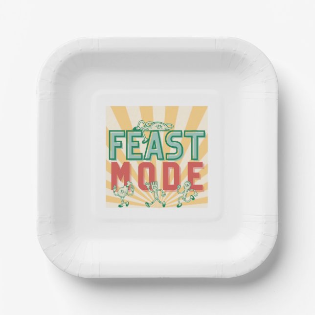 "Feast Mode" Paper Plates in Yellow (Front)