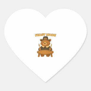 Feast Mode Thankgiving Turkey - Cute Pilgrim Turke Heart Sticker