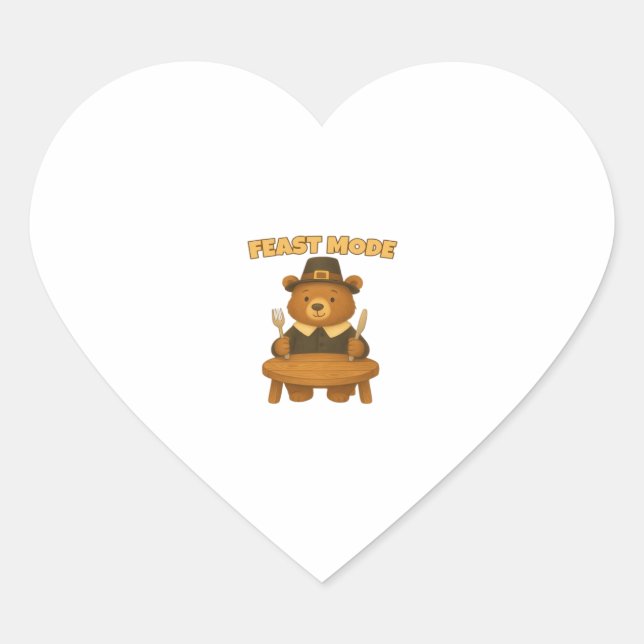 Feast Mode Thankgiving Turkey - Cute Pilgrim Turke Heart Sticker (Front)