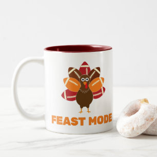 Feast Mode Thanksgiving and Football Two-Tone Coffee Mug