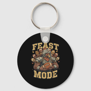 Feast Mode Turkey Football Thanksgiving Funny Vint Key Ring