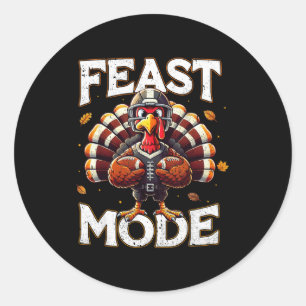 Feast Mode Turkey Vintage Football Thanksgiving Sh Classic Round Sticker