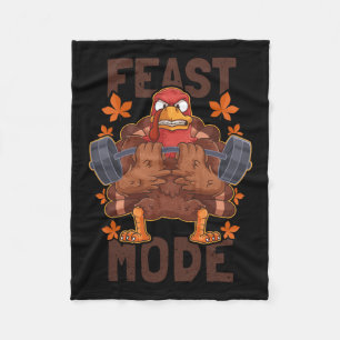 Feast Mode Weightlifting Turkey Day Thanksgiving C Fleece Blanket