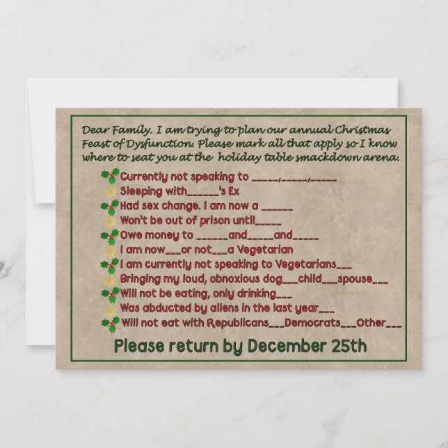 Feast of Dysfunction Invitation (Front)