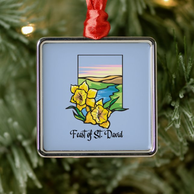 Feast of St. David Daffodils Metal Ornament (Tree)