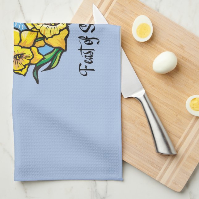 Feast of St. David Daffodils Tea Towel (Quarter Fold)