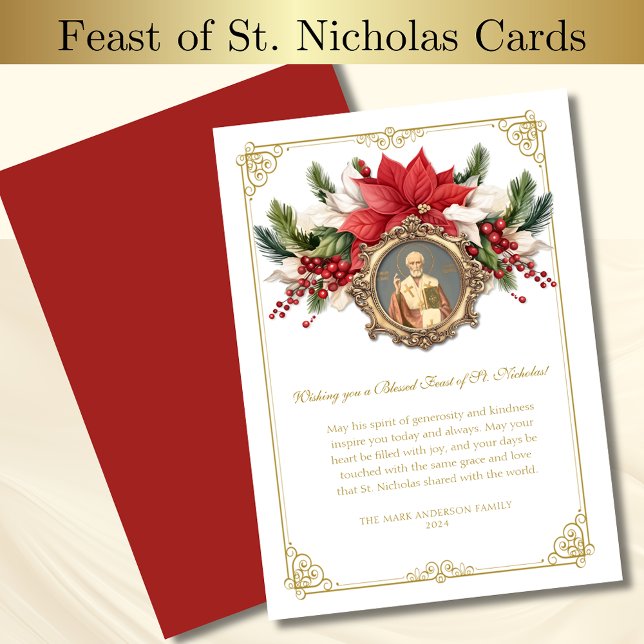 Feast of St. Nicholas Red Poinsettias Christmas (Creator Uploaded)