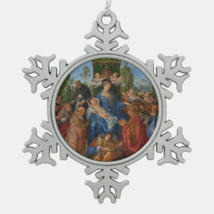 Feast of the Rose Garlands, 1506 (oil on wood) Snowflake Pewter Christmas Ornament