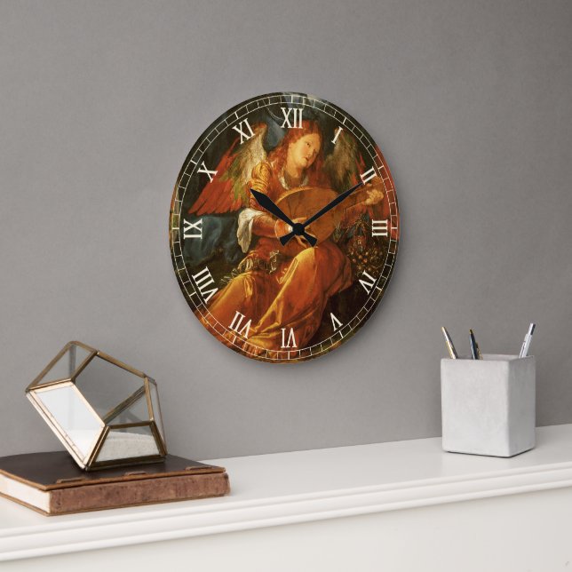 Feast of the Rose Garlands Angel by Albrecht Durer Large Clock (Office)