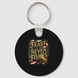 Feast Of The Seven Fishes Festive Italian Holiday  Key Ring