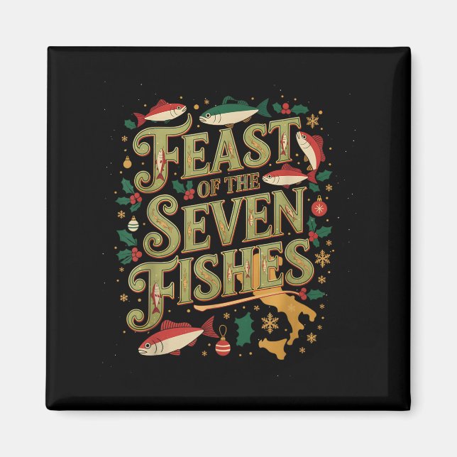 Feast Of The Seven Fishes Festive Italian Holiday  Magnet (Front)