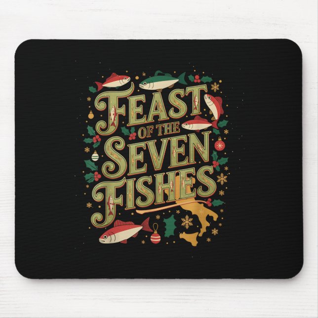 Feast Of The Seven Fishes Festive Italian Holiday  Mouse Pad (Front)