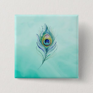 Feather 15 Cm Square Badge