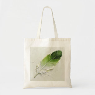 Feather 3D Oil Painting Minimalist Sage Green Tote Bag