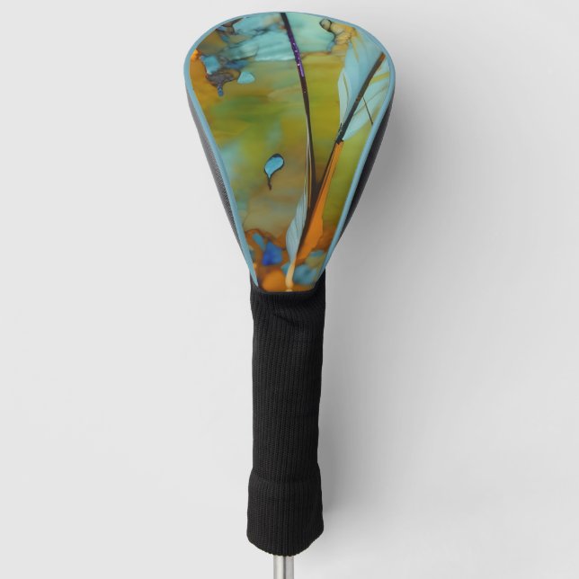 Feather Abstract  AI Art  Golf Head Cover (Front)