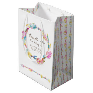 Feather and beads wedding favour bag