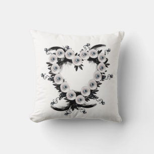 Feather and Black Pearl Heart Shape Cushion