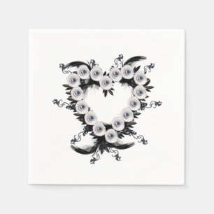 Feather and Black Pearl Heart Shape Napkin