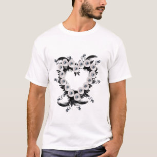 Feather and Black Pearl Heart Shape T-Shirt