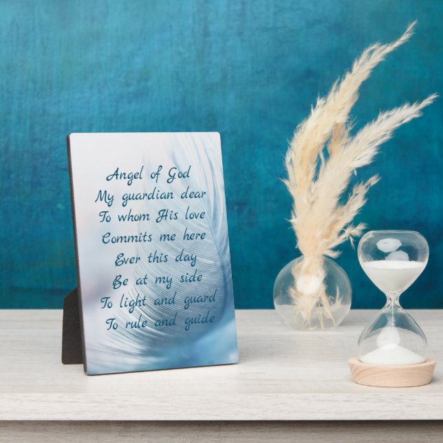 Feather Angel of God Christian Prayer Plaque (Side)