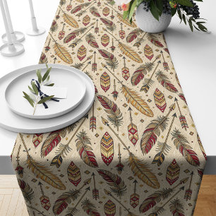 Feather Arrows Patterned Table Runner Tribal Style