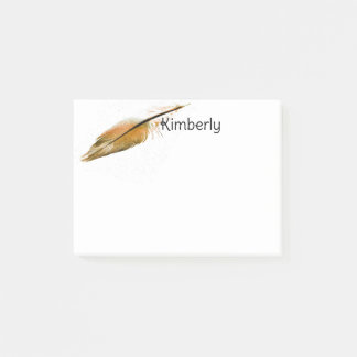  feather art brown and white personalize it  post-it notes