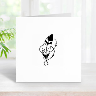 Feather Beads Tribal Boho Amulet 1x1 Rubber Stamp