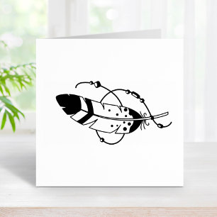 Feather Beads Tribal Boho Amulet Rubber Stamp