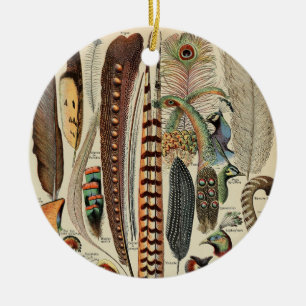 Feather Bird Wildlife Antique Feathers Ceramic Ornament