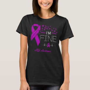 Feather Birds I'm Fine ALZ Awareness T-Shirt
