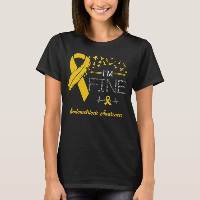 Feather Birds I'm Fine Endometriosis Awareness T-Shirt (Front)