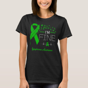 Feather Birds I'm Fine Lymphoma Awareness T-Shirt