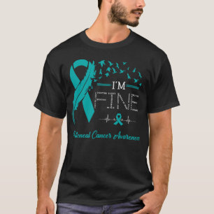 Feather Birds I'm Fine Peritoneal Cancer Awareness T-Shirt