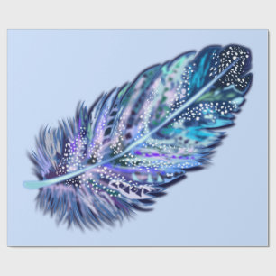 Feather Blue Wrapping Paper - Custom Colors