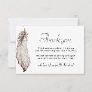 Feather Bohemian Gender Neutral Thank you Invitation