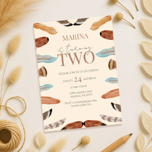 Feather Boho Terracotta Birthday Invitation