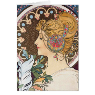 Feather by Alphonse Mucha - Vintage Art Nouveau