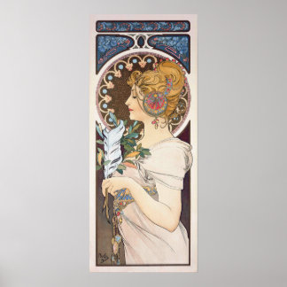 Feather by Alphonse Mucha - Vintage Nouveau Poster