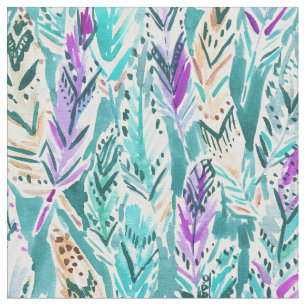 FEATHER DANCE Boho Chic Watercolor Pattern Fabric