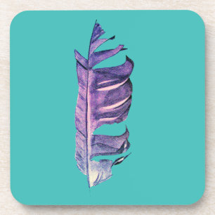 Feather drawing fine art original illustration coaster