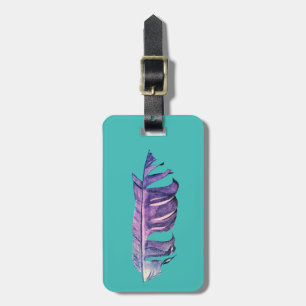 Feather drawing fine art original illustration luggage tag