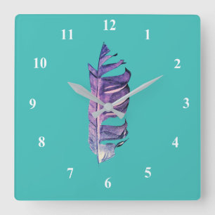 Feather drawing fine art original illustration square wall clock