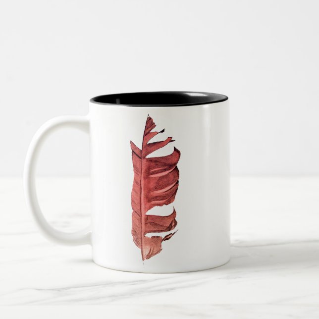 Feather drawing fine art original illustration Two-Tone coffee mug (Left)