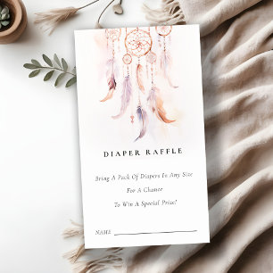 Feather Dreamcatcher Diaper Raffle Baby Shower Enclosure Card