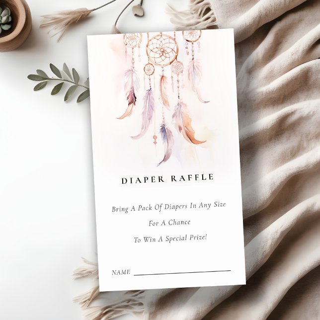 Feather Dreamcatcher Diaper Raffle Baby Shower Enclosure Card (Creator Uploaded)