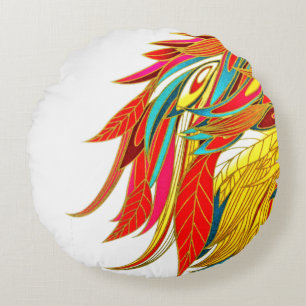 Feather elegant modern colourful abstract art round cushion