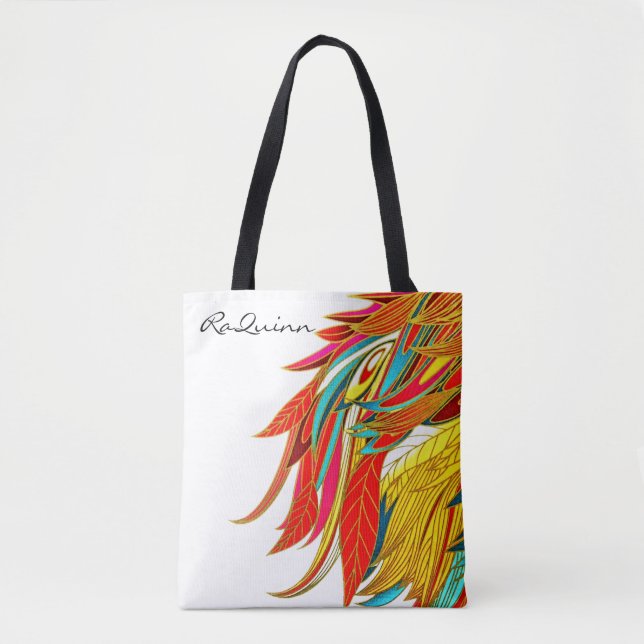 Feather elegant modern colourful abstract art tote bag (Front)