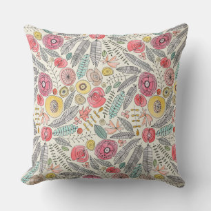 feather fleur watercolor cushion