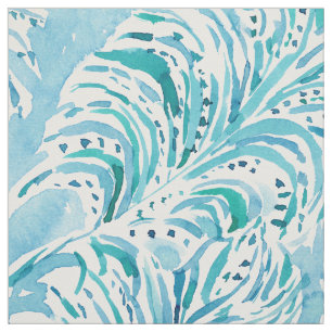 FEATHER FLOW Aqua Watercolor Fabric
